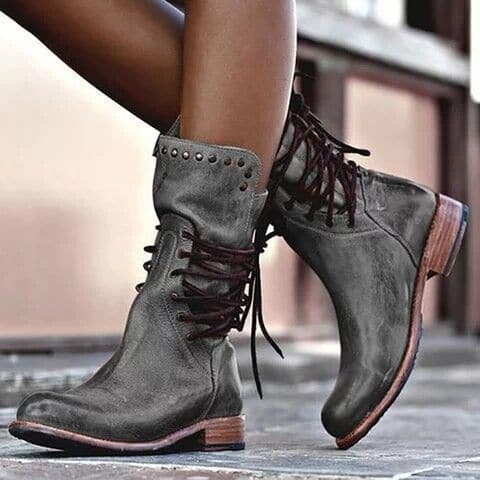 Nadine | Studded Lace Up Brown Boots Ankle Boot