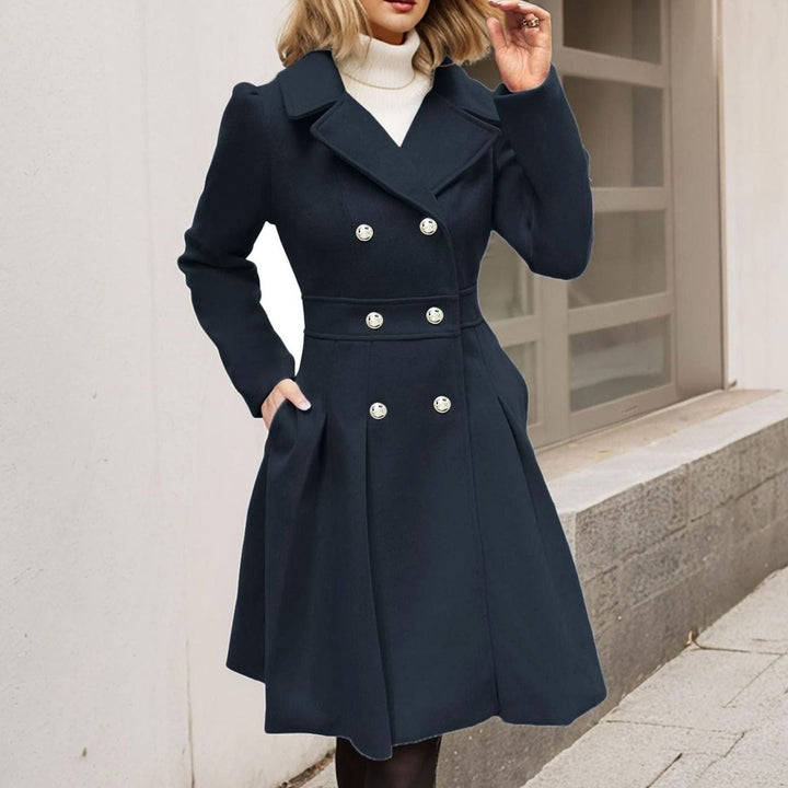 Lily | Refined Double-Breasted Flared Longline Womens Coat
