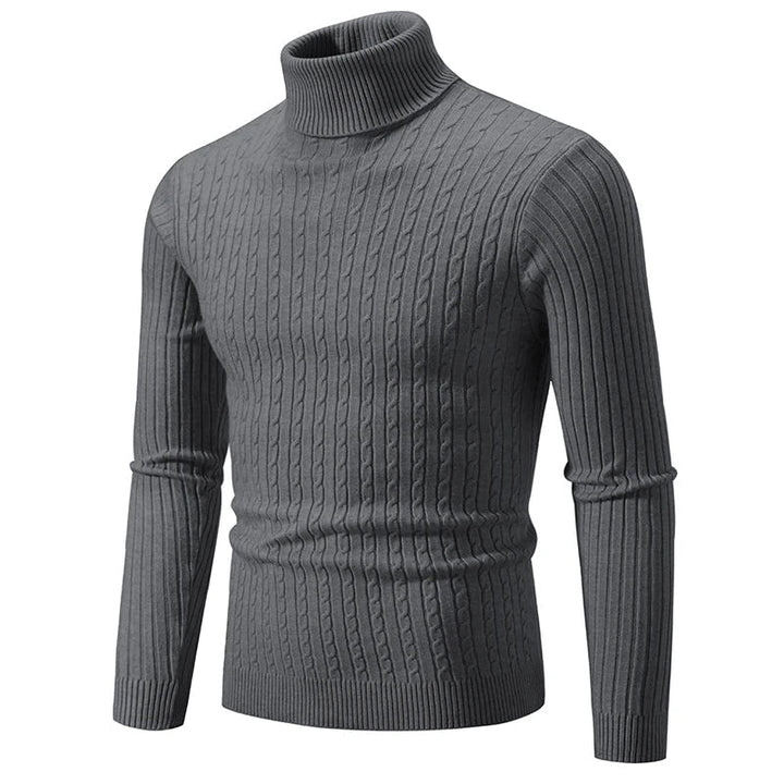 Logan | Cable Knit Muscle Fit Mens Roll Neck Jumper