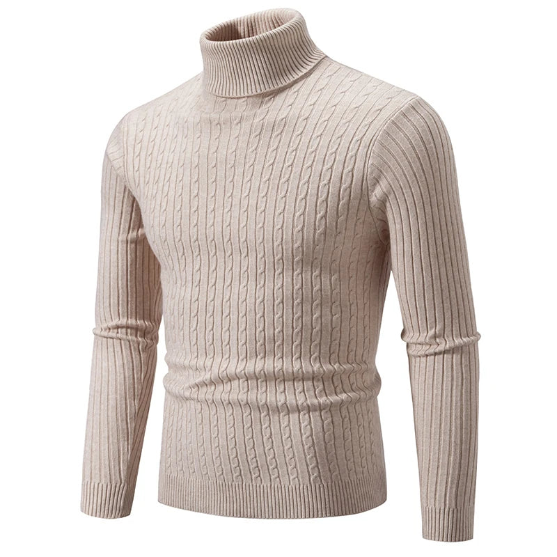 Logan | Cable Knit Muscle Fit Mens Roll Neck Jumper