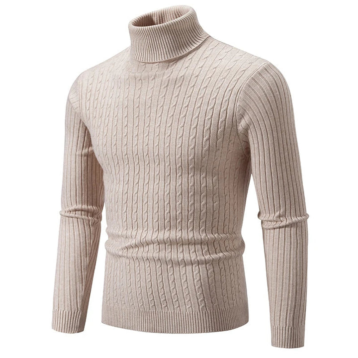 Logan | Cable Knit Muscle Fit Mens Roll Neck Jumper