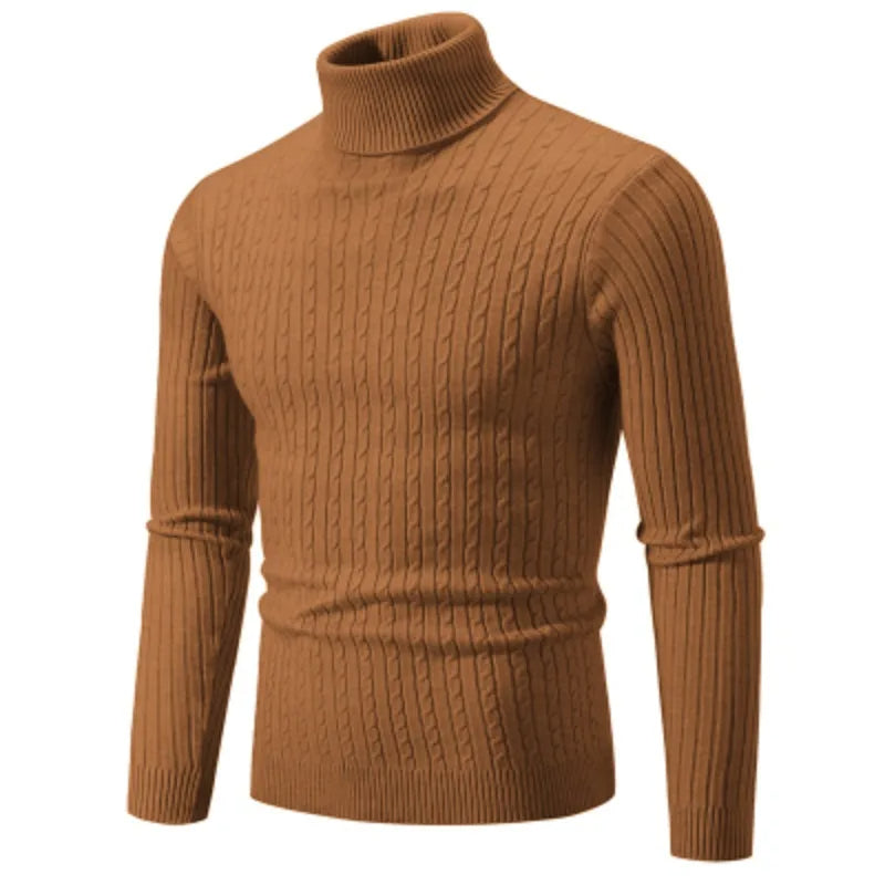Logan | Cable Knit Muscle Fit Mens Roll Neck Jumper