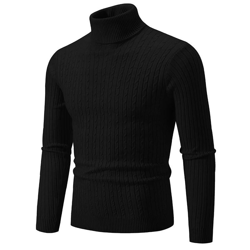 Logan | Cable Knit Muscle Fit Mens Roll Neck Jumper
