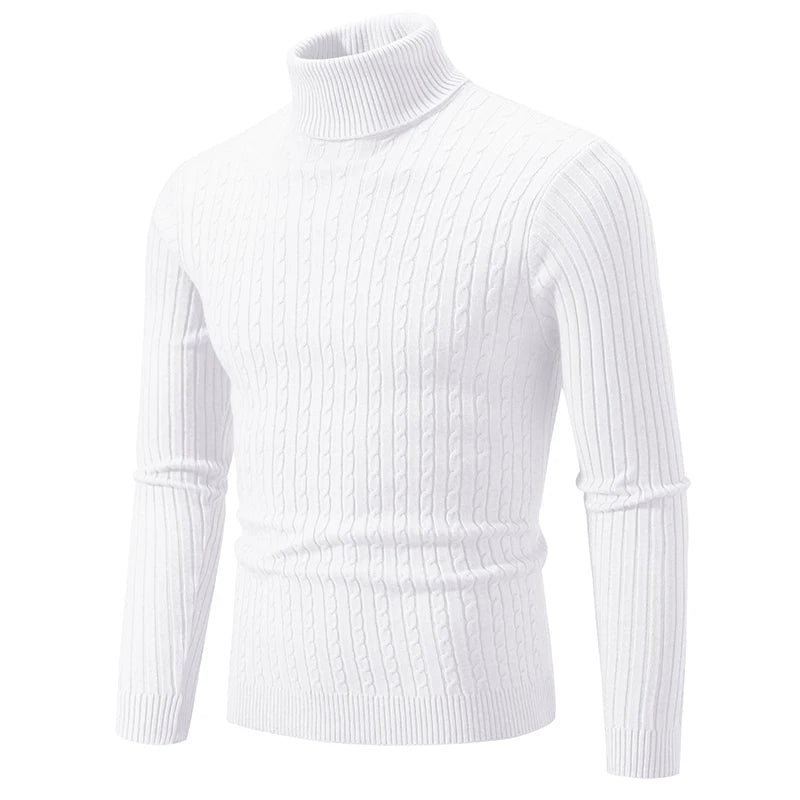Logan | Cable Knit Muscle Fit Mens Roll Neck Jumper