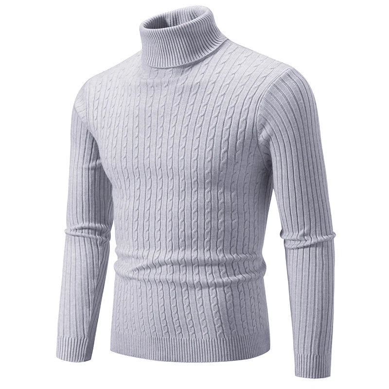 Logan | Cable Knit Muscle Fit Mens Roll Neck Jumper