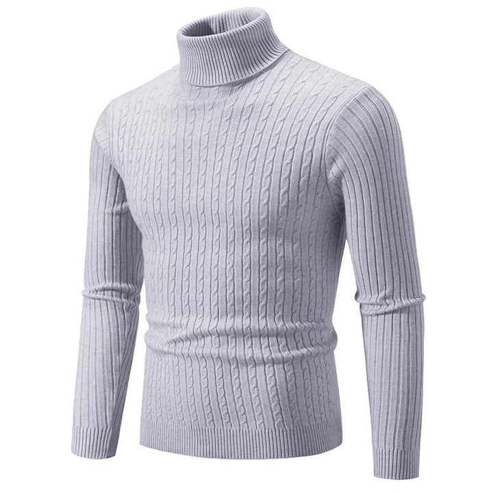 Logan | Cable Knit Muscle Fit Mens Roll Neck Jumper