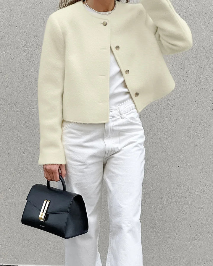 Lola | Cosy Collarless Cropped Winter Coat