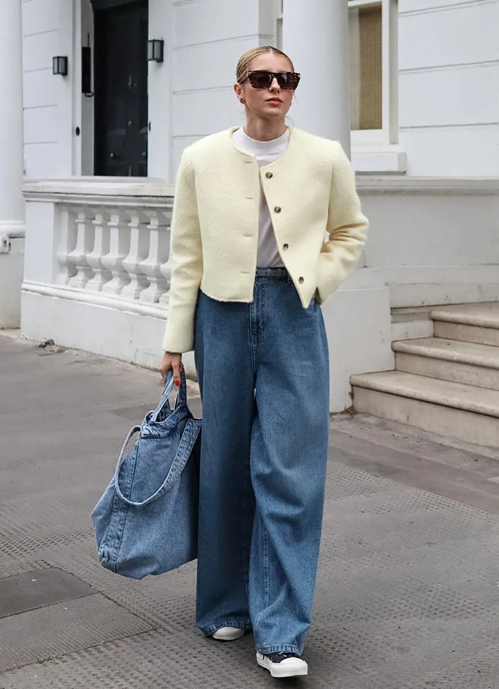 Lola | Cosy Collarless Cropped Winter Coat