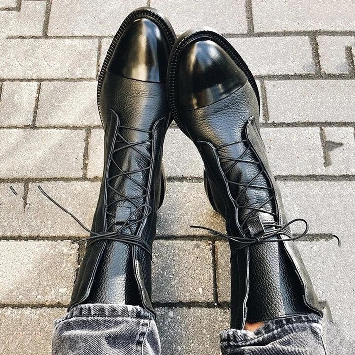 Lola | Elegant Lace-Up Cap Toe Ankle Boots