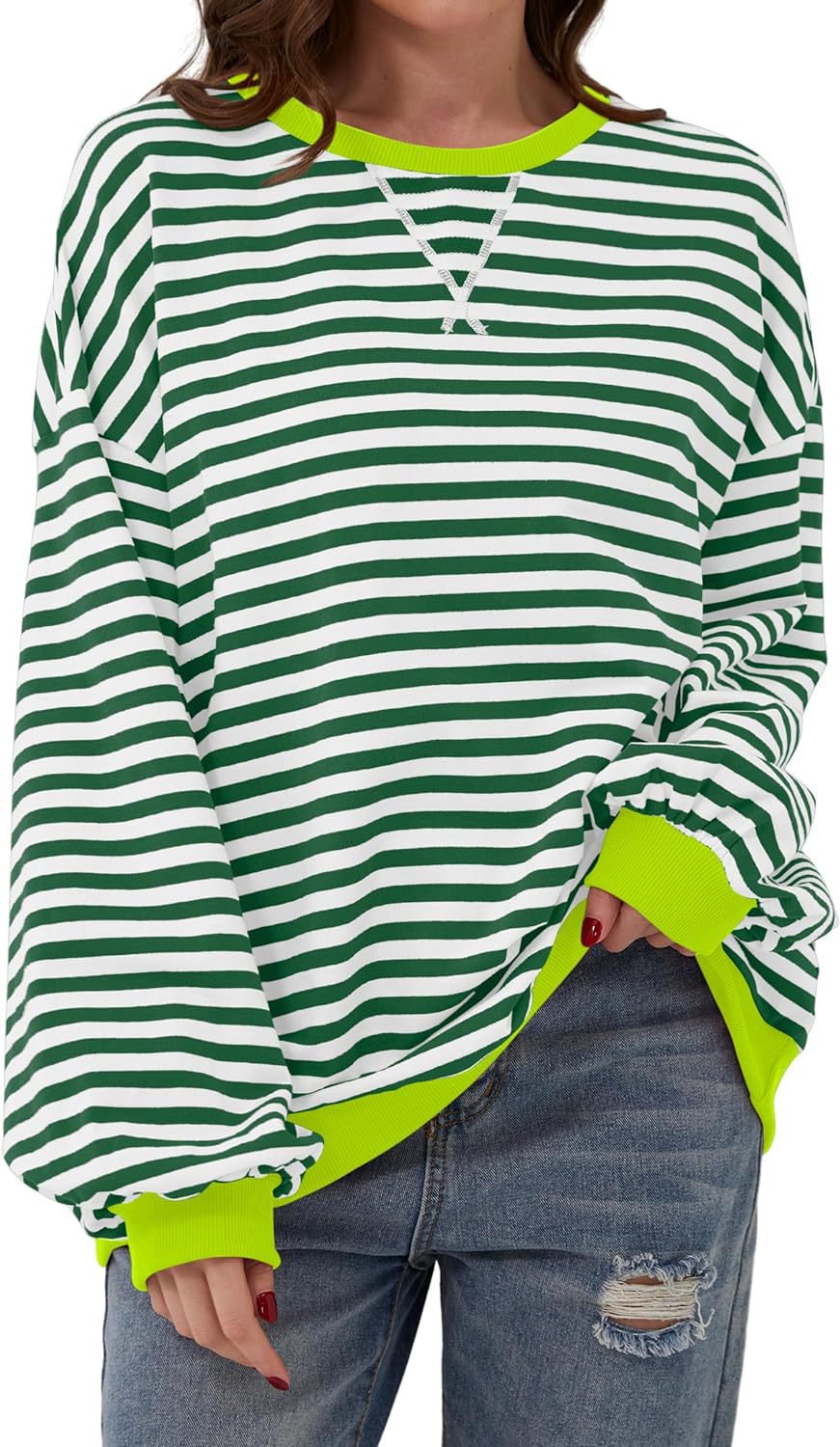 Lola | Striped Loose Fit Crew Neck Sweatshirt