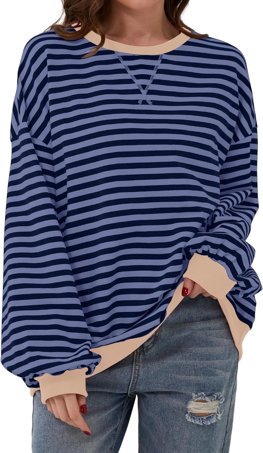 Lola | Striped Loose Fit Crew Neck Sweatshirt