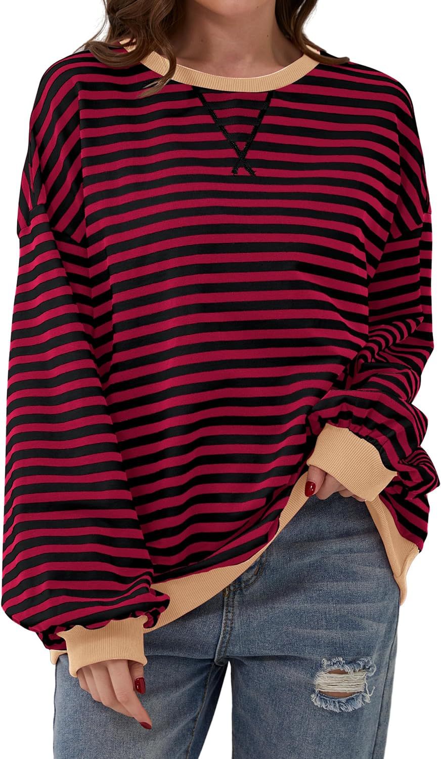 Lola | Striped Loose Fit Crew Neck Sweatshirt