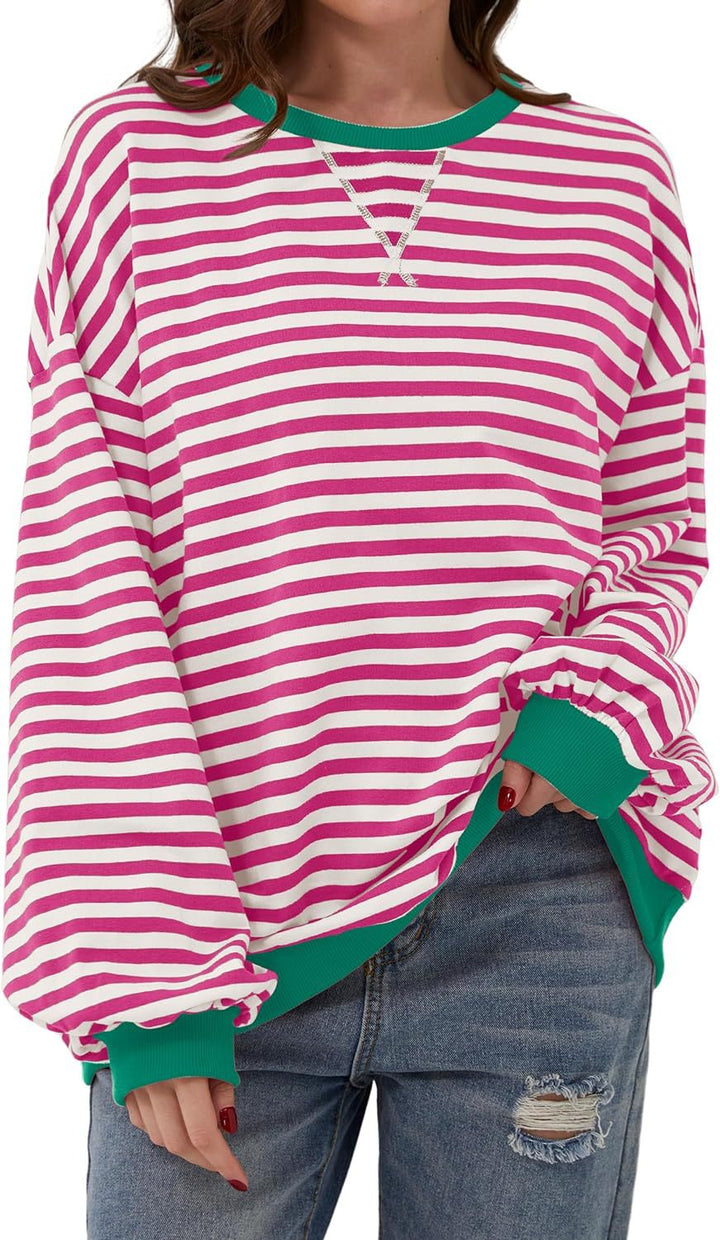 Lola | Striped Loose Fit Crew Neck Sweatshirt