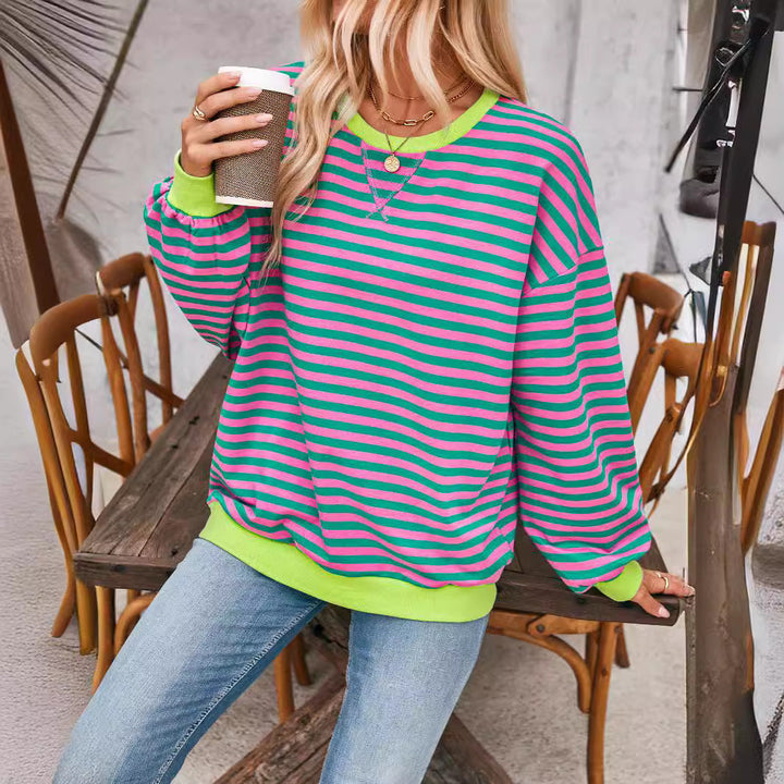 Lola | Striped Loose Fit Crew Neck Sweatshirt