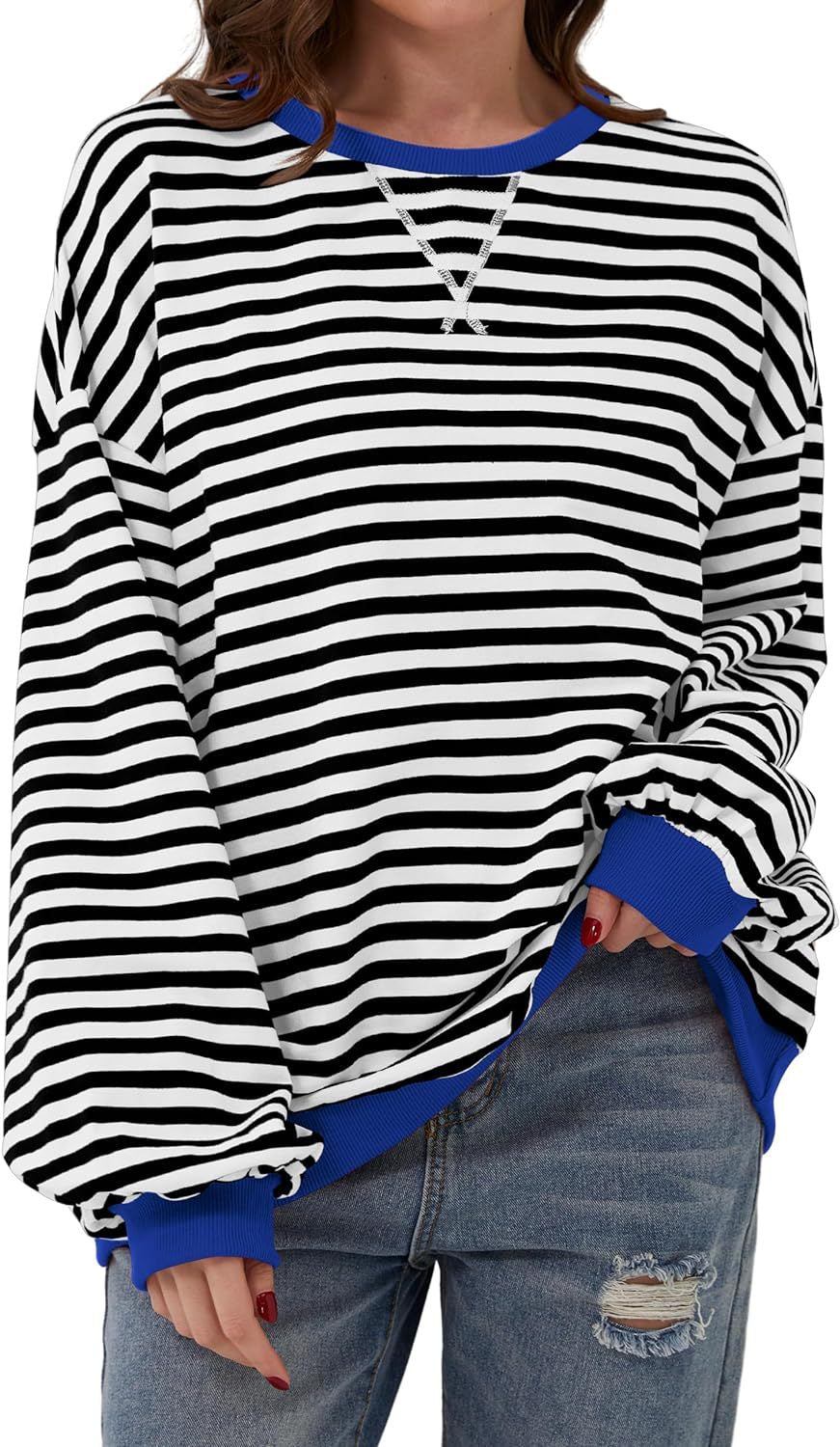 Lola | Striped Loose Fit Crew Neck Sweatshirt