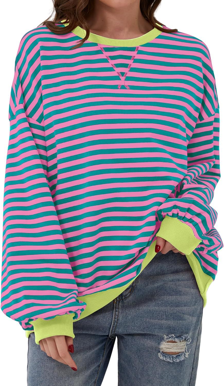 Lola | Striped Loose Fit Crew Neck Sweatshirt