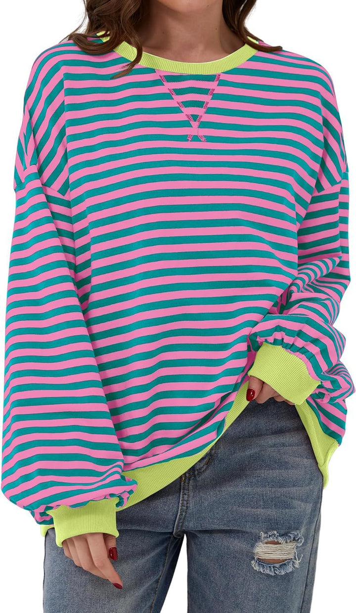 Lola | Striped Loose Fit Crew Neck Sweatshirt