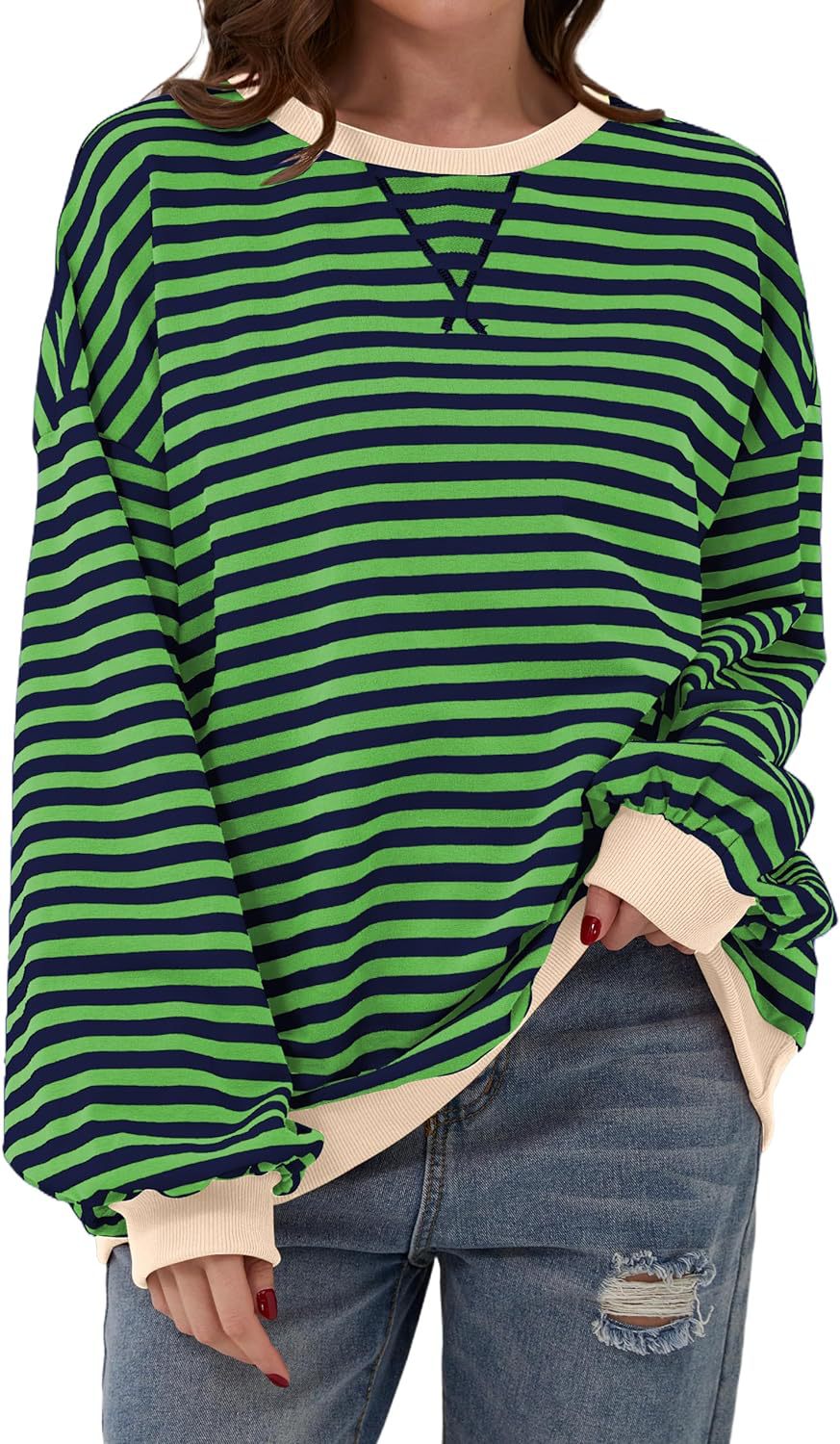Lola | Striped Loose Fit Crew Neck Sweatshirt
