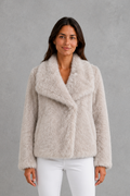 Lottie | Stylish Plush Textured Fur Jacket with Shawl Collar