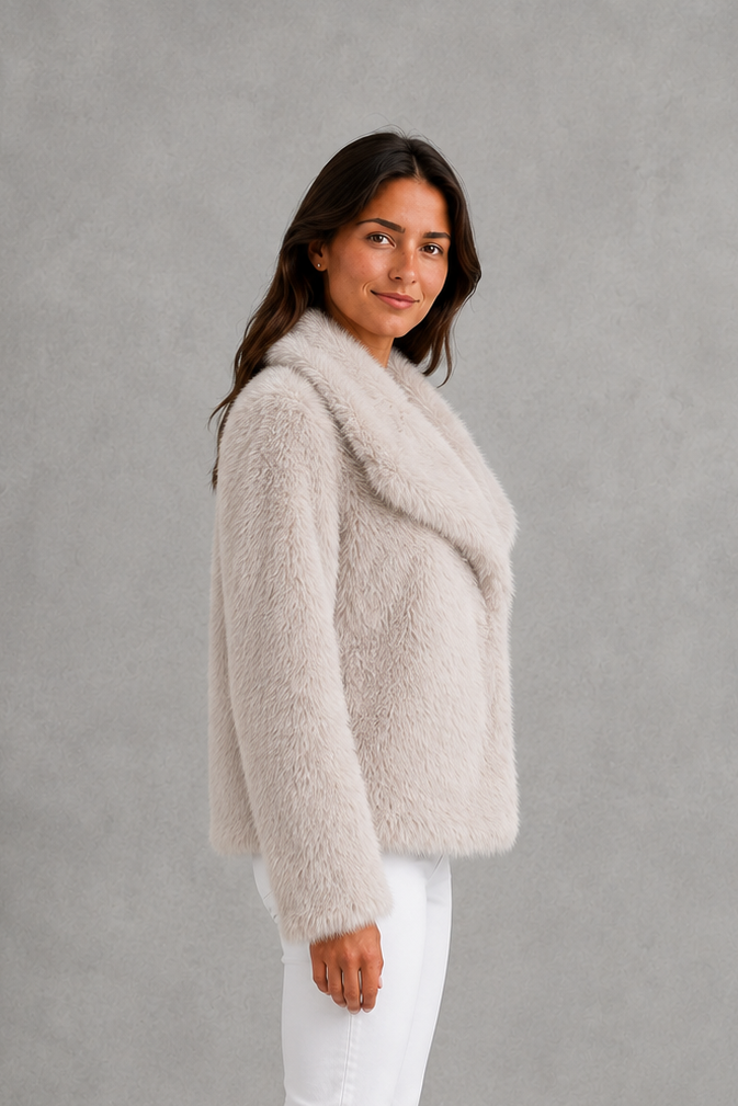 Lottie | Stylish Plush Textured Fur Jacket with Shawl Collar