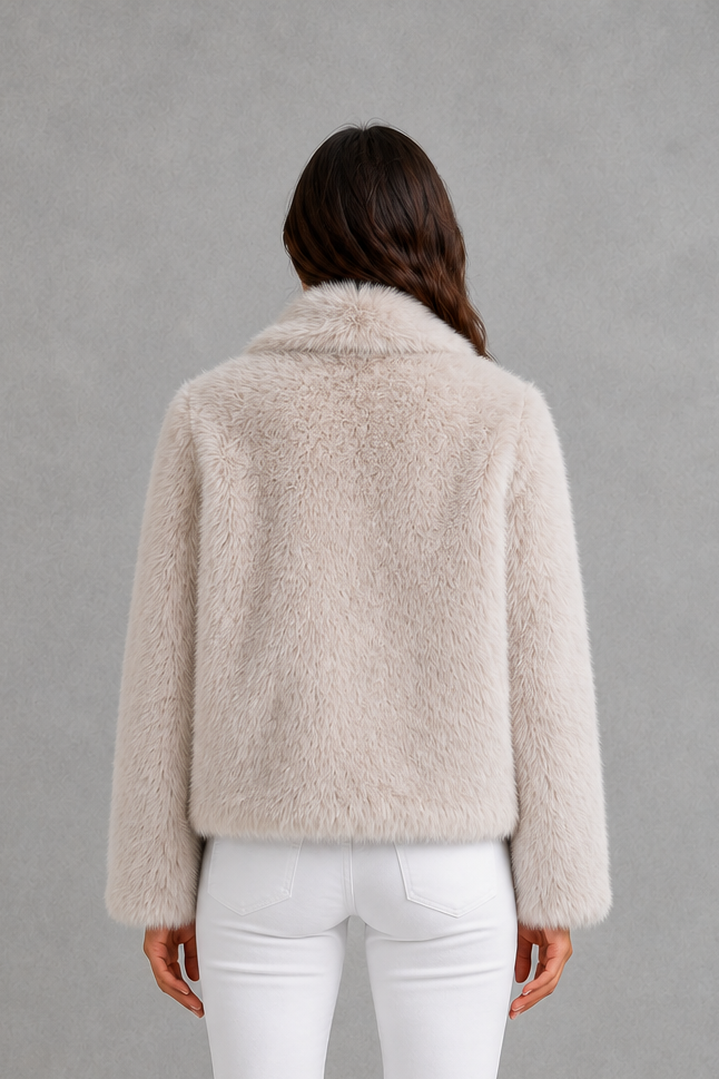 Lottie | Stylish Plush Textured Fur Jacket with Shawl Collar