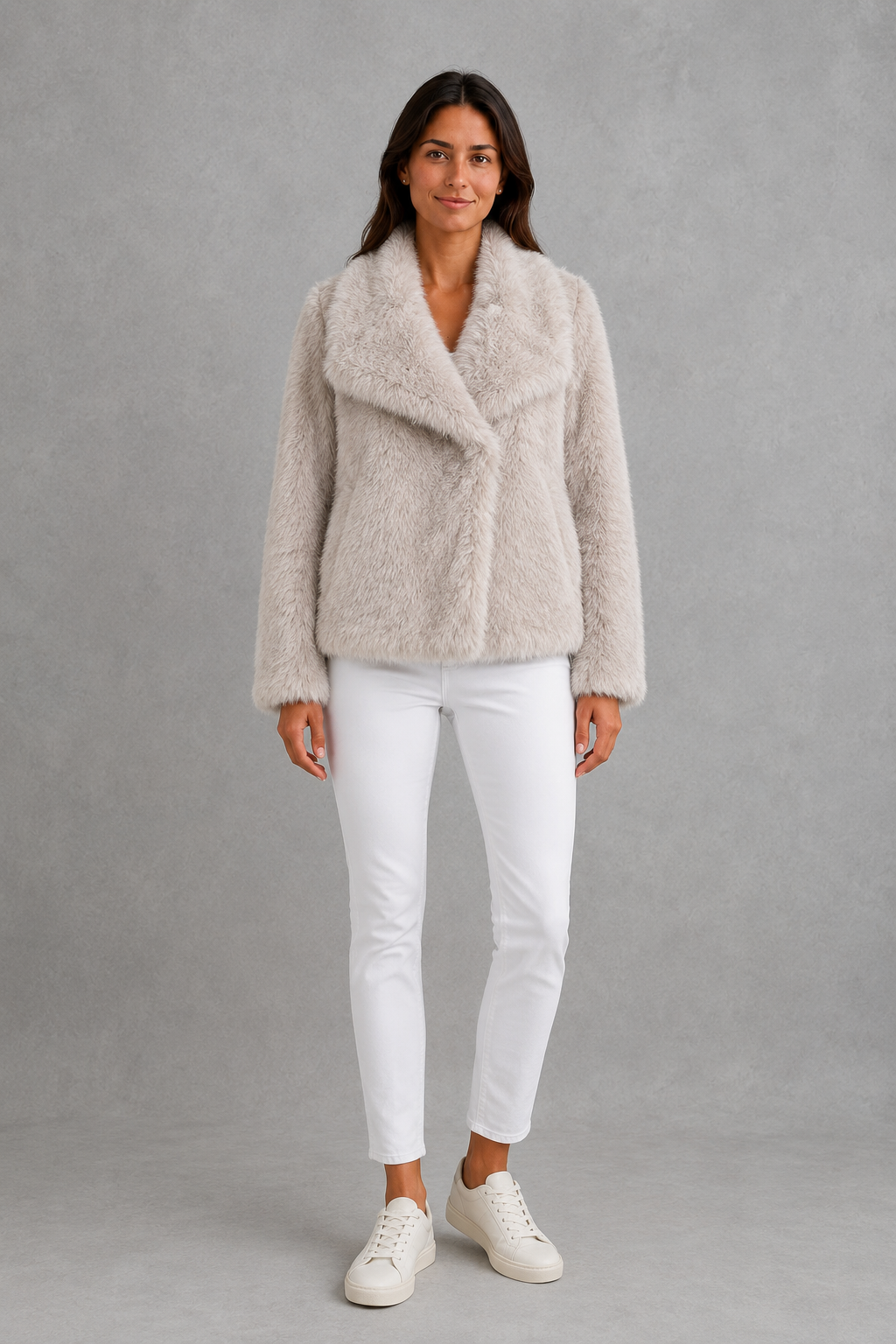Lottie | Stylish Plush Textured Fur Jacket with Shawl Collar
