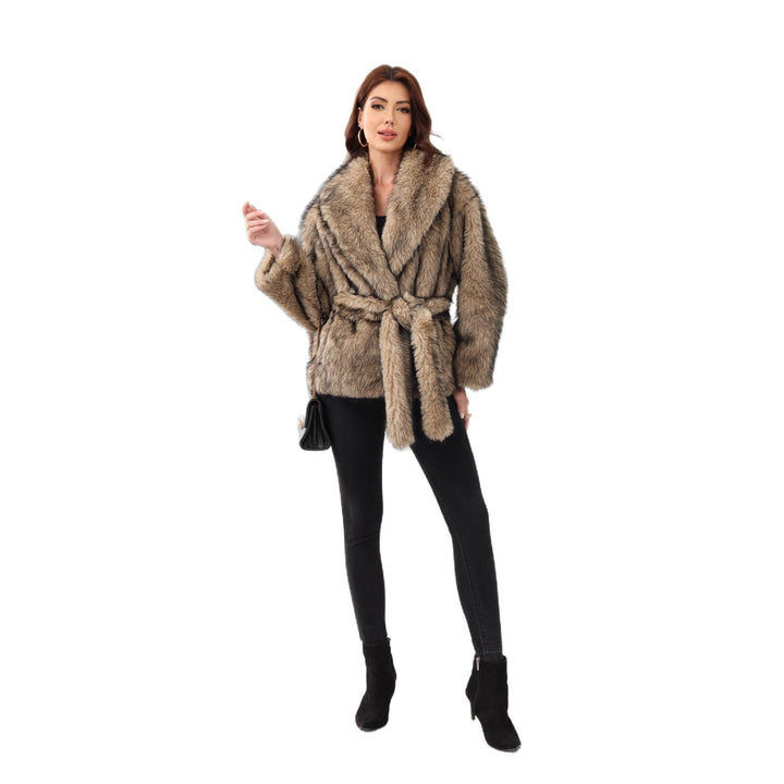 Lottie | Timeless Shawl Collar Belted Fur Coats for Women