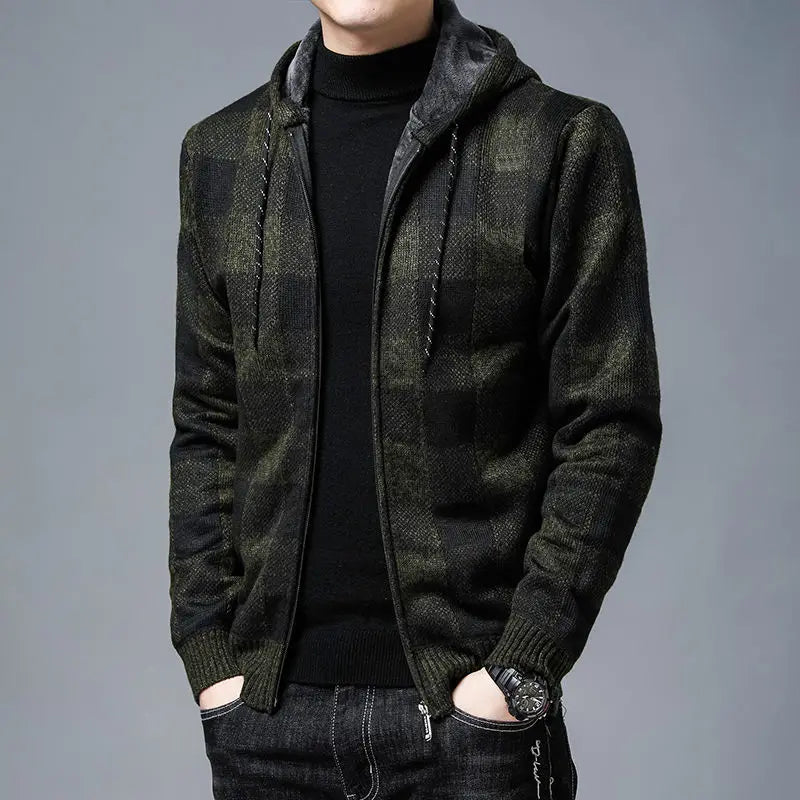 Louie | Checked Hooded Zip Up Mens Winter Jacket
