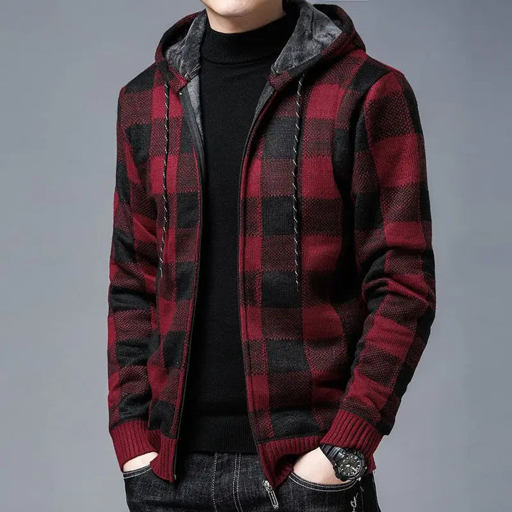 Louie | Checked Hooded Zip Up Mens Winter Jacket
