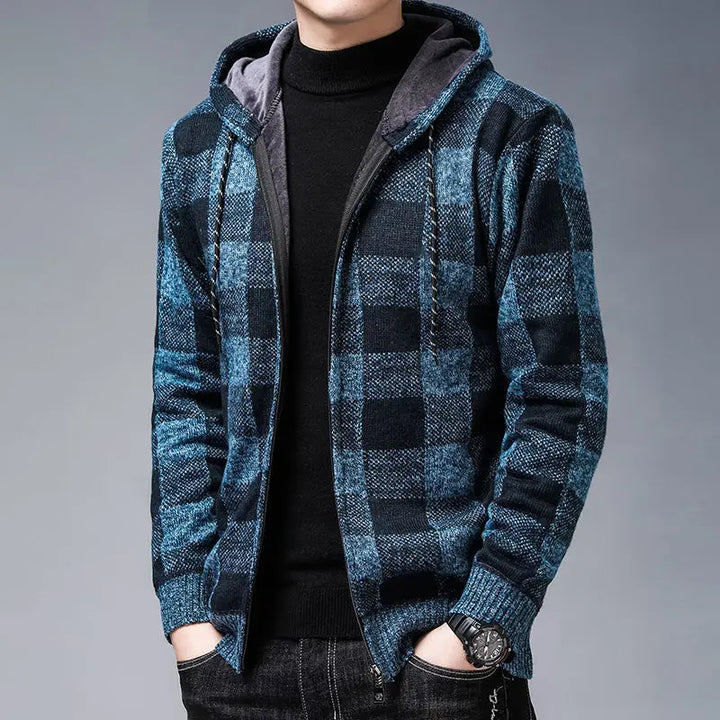 Louie | Checked Hooded Zip Up Mens Winter Jacket