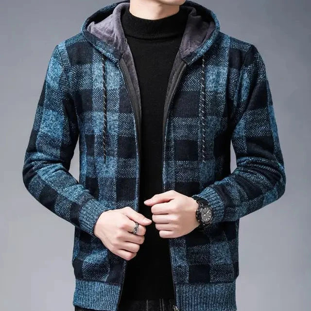 Louie | Checked Hooded Zip Up Mens Winter Jacket