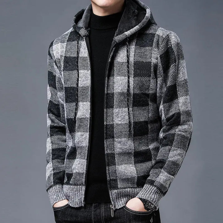Louie | Checked Hooded Zip Up Mens Winter Jacket