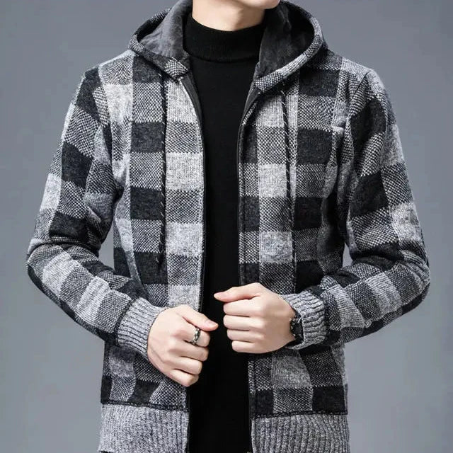 Louie | Checked Hooded Zip Up Mens Winter Jacket