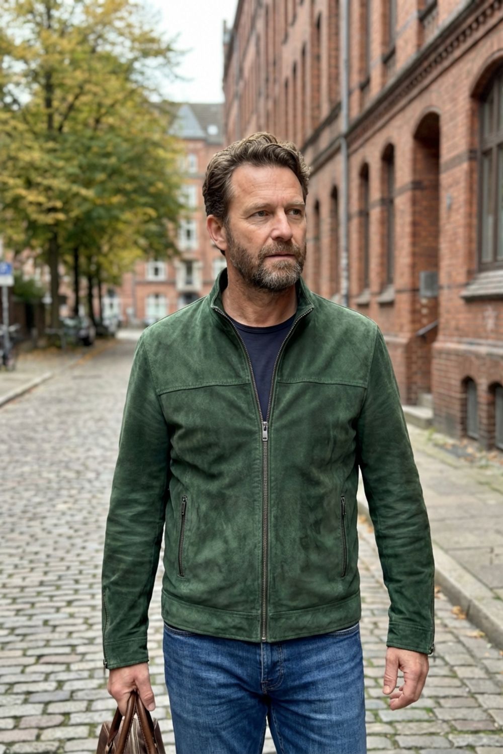 Louis | Polished Suede-Look Zip Bomber Jacket