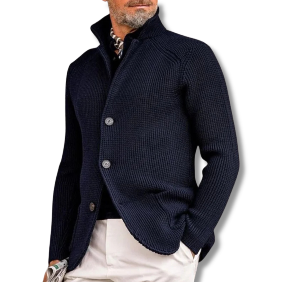 Luca | Refined Stand Collar Mens Cardigan Jacket