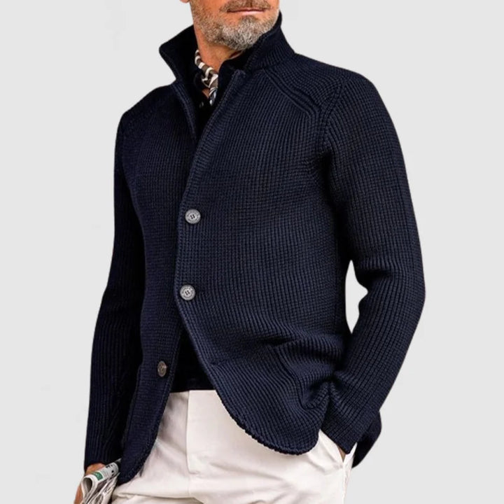 Luca | Refined Stand Collar Mens Cardigan Jacket