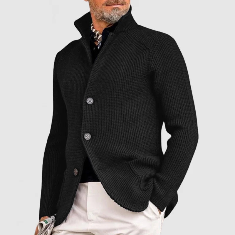 Luca | Refined Stand Collar Mens Cardigan Jacket