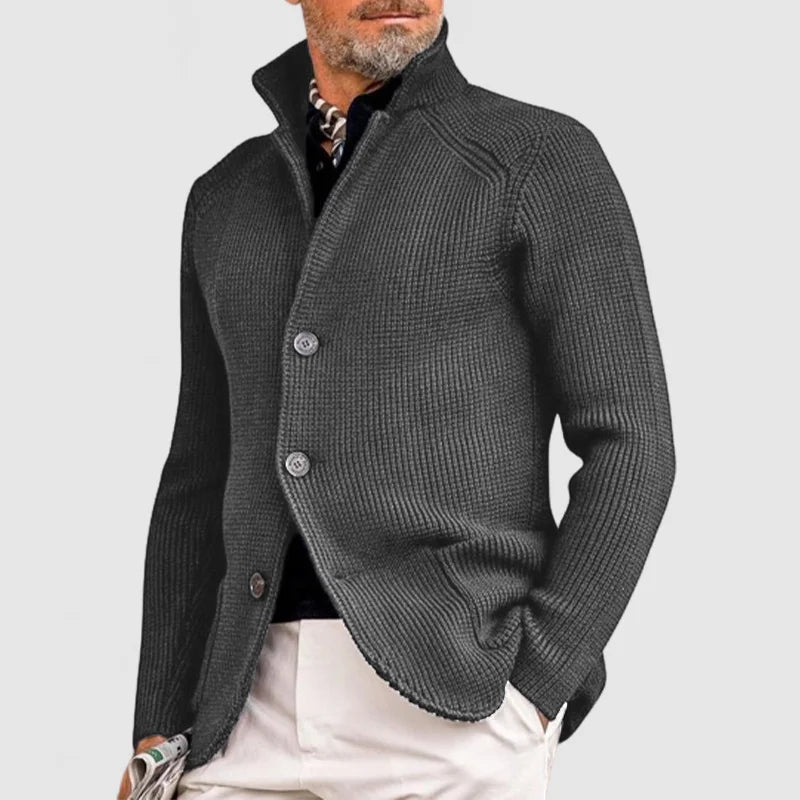 Luca | Refined Stand Collar Mens Cardigan Jacket