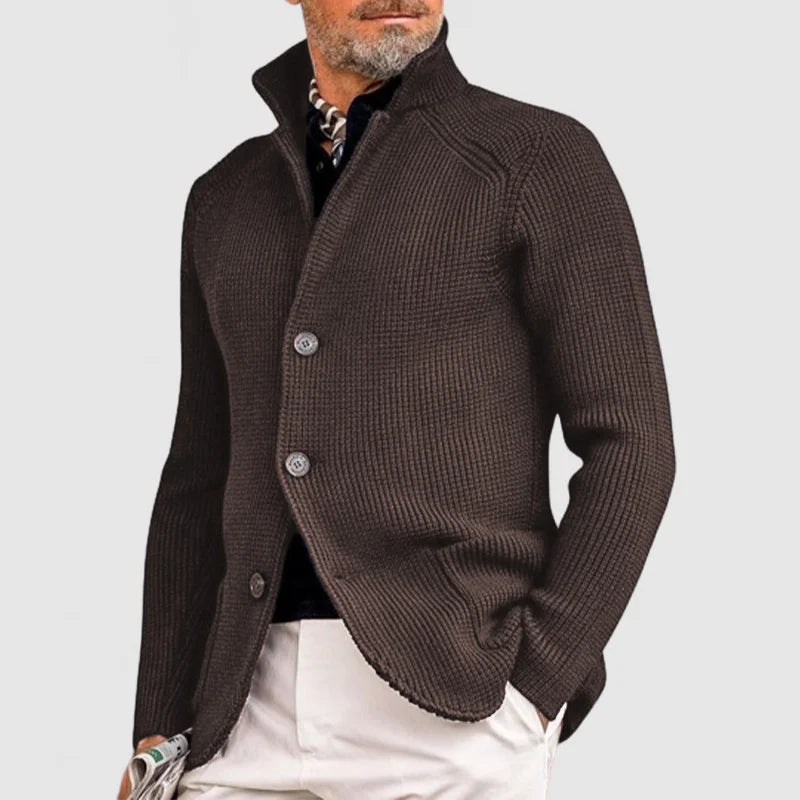 Luca | Refined Stand Collar Mens Cardigan Jacket