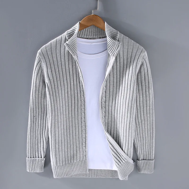 Lucas | Cosy Ribbed Zip Up Mens Cardigan