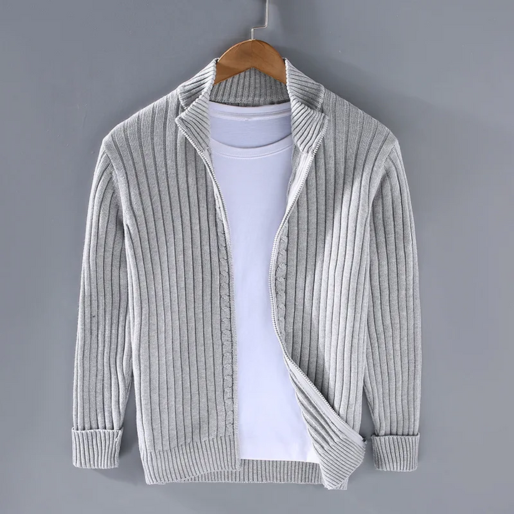 Lucas | Cosy Ribbed Zip Up Mens Cardigan