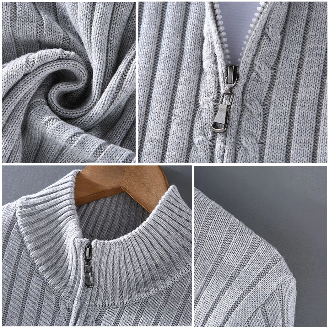 Lucas | Cosy Ribbed Zip Up Mens Cardigan