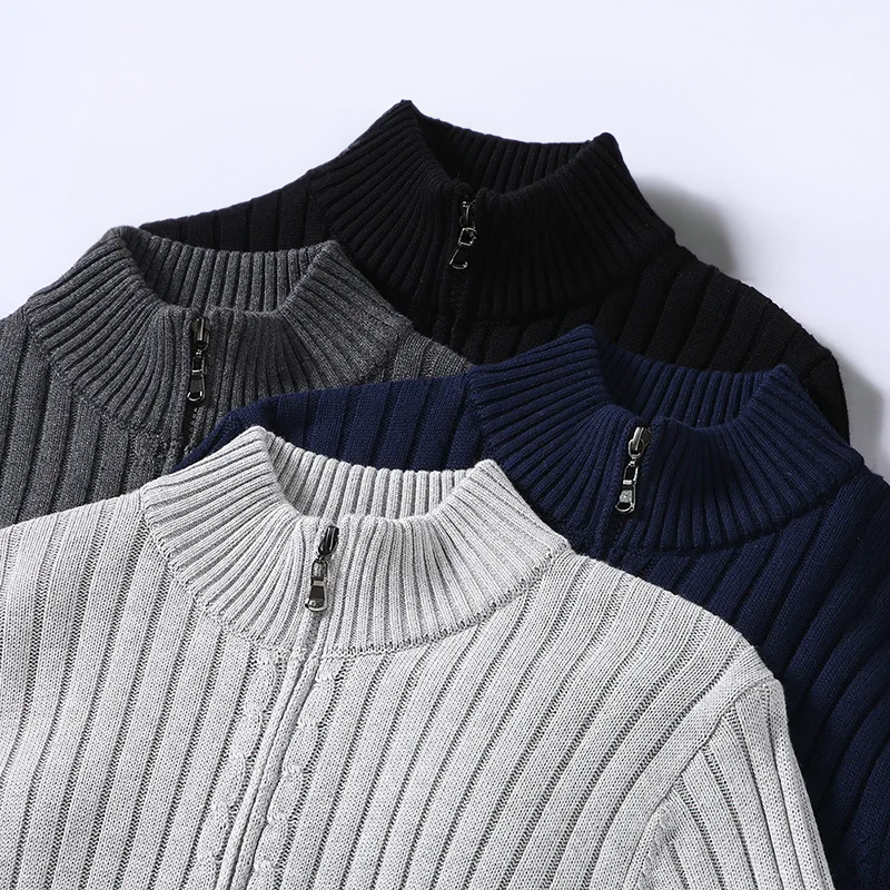 Lucas | Cosy Ribbed Zip Up Mens Cardigan