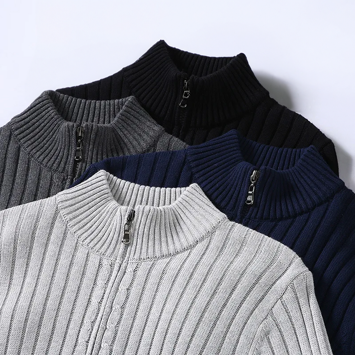 Lucas | Cosy Ribbed Zip Up Mens Cardigan
