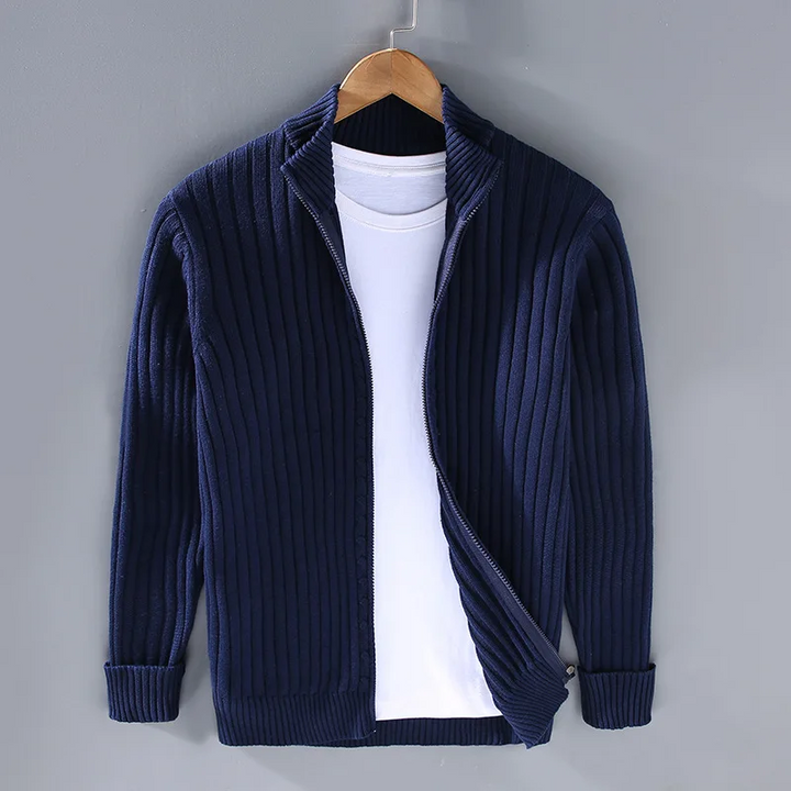 Lucas | Cosy Ribbed Zip Up Mens Cardigan
