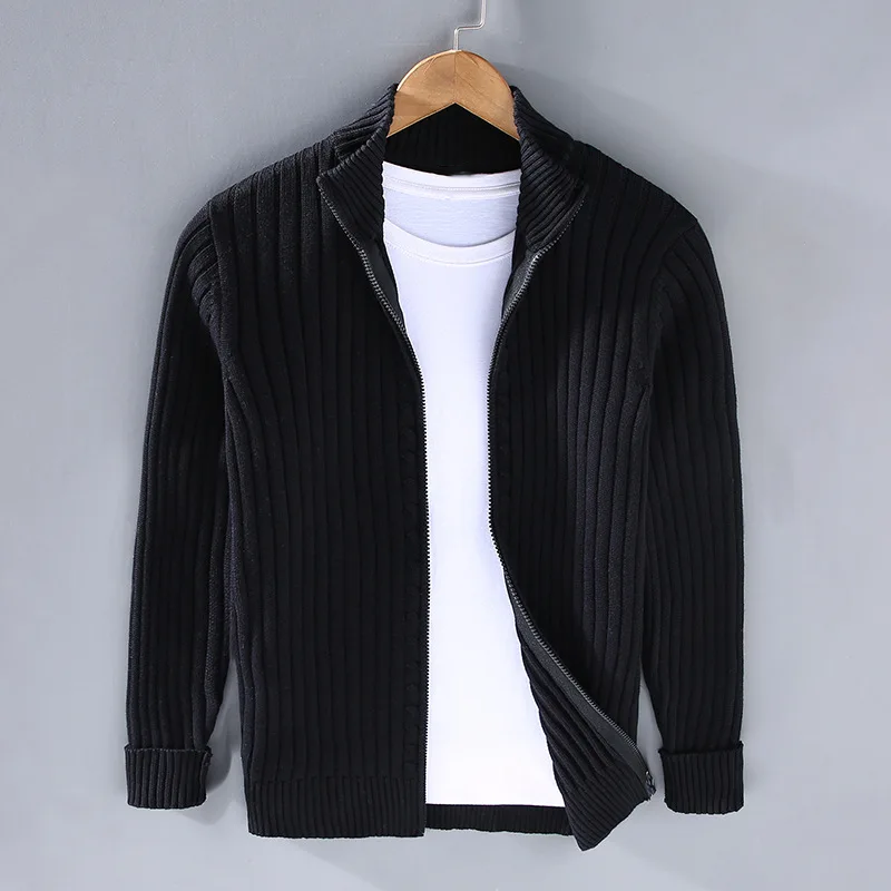 Lucas | Cosy Ribbed Zip Up Mens Cardigan