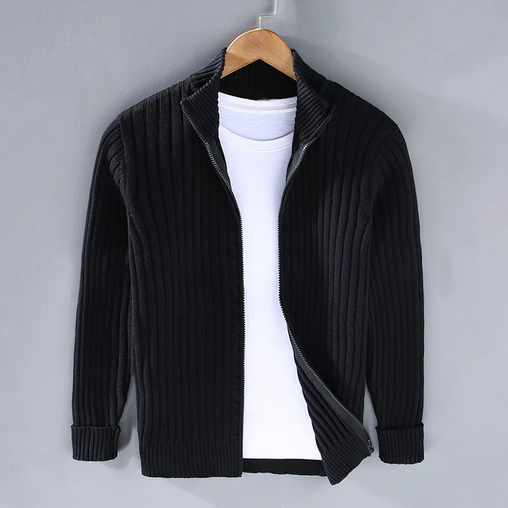 Lucas | Cosy Ribbed Zip Up Mens Cardigan