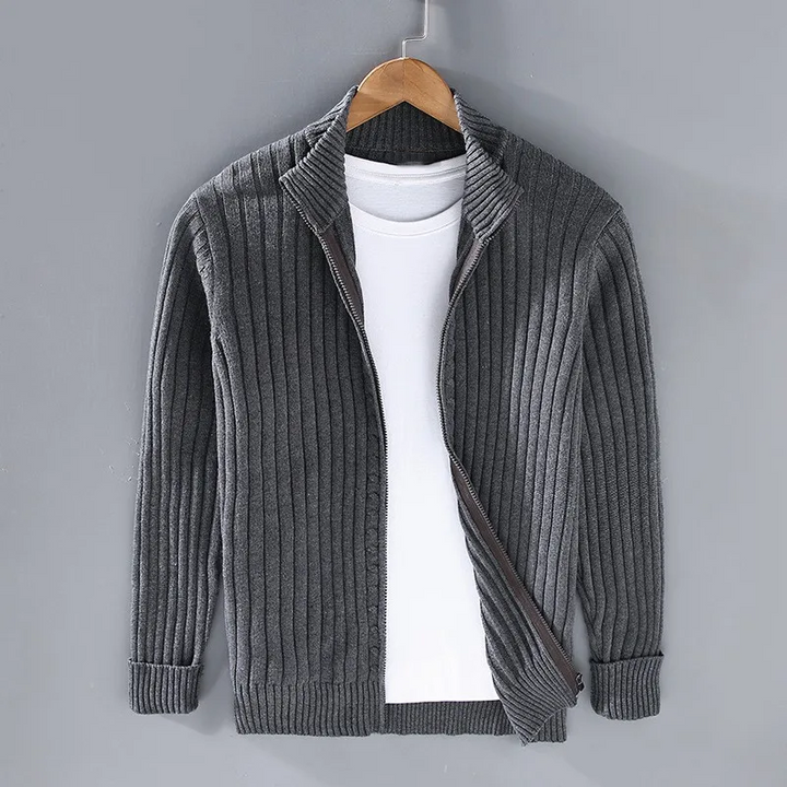 Lucas | Cosy Ribbed Zip Up Mens Cardigan