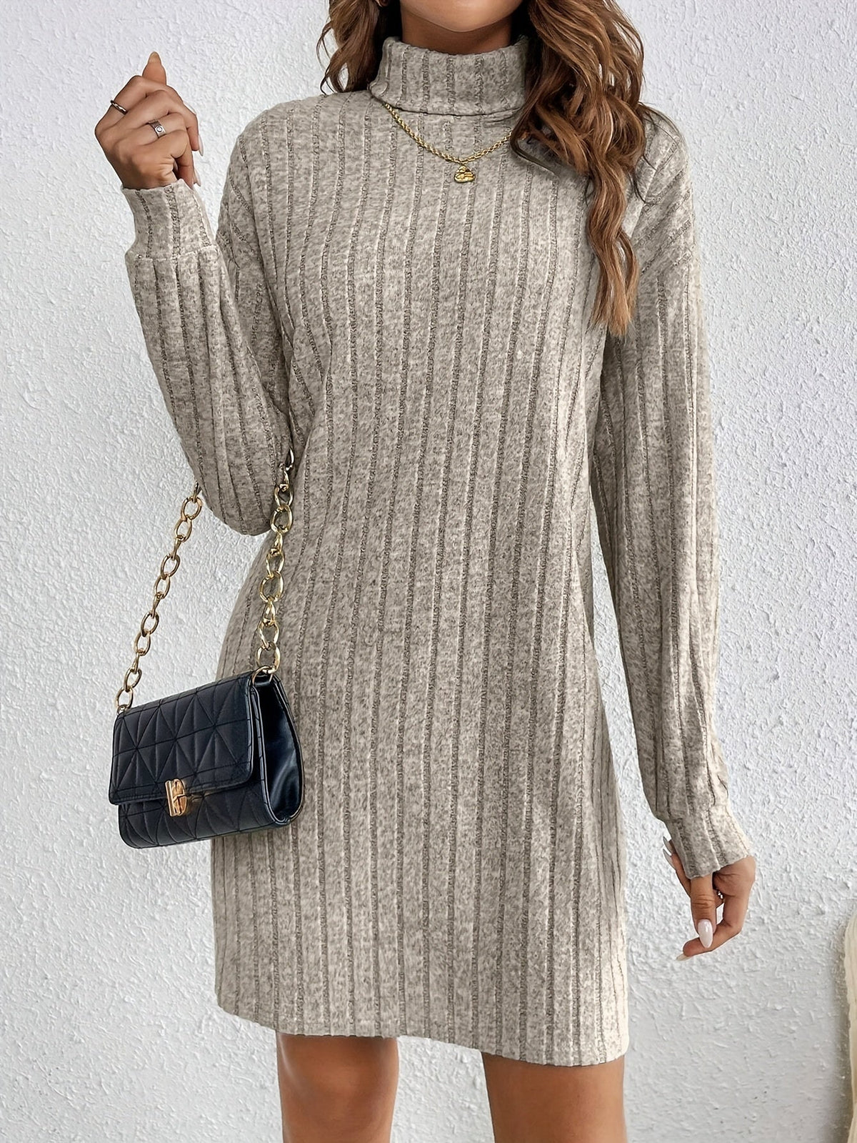 Luna | Graceful Ribbed Knit Turtleneck Jumper Dress