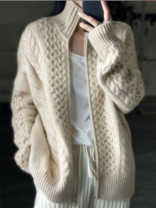 Luna | Sophisticated Cable Knit Turtleneck Jumper Cardigan